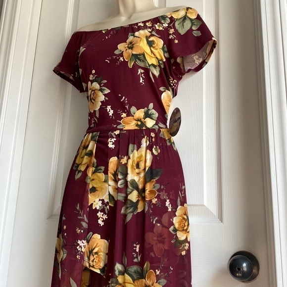 🆕 BeBop Off-Shoulder Romper with Skirt Floral Playsuit Large - Picture 3 of 14